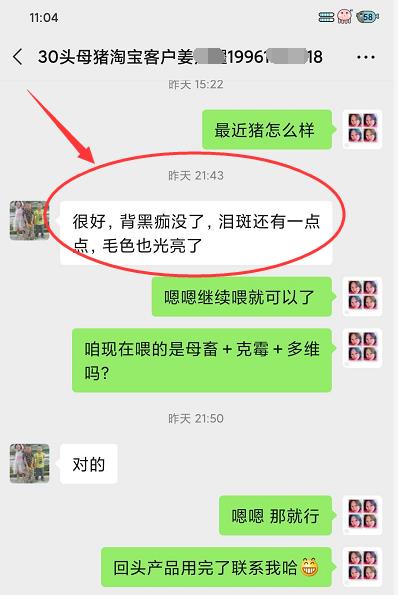 母畜太保+多维太保+克霉太保给母猪调理真实案例